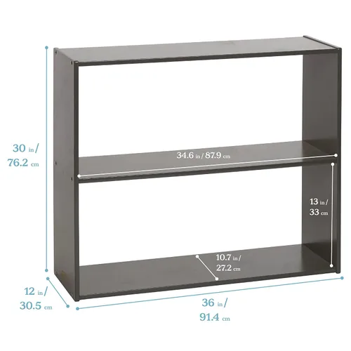 Vista 3 de ECR4Kids Streamline 2-Shelf Double-Sided Storage Cabinet, 30in, Classroom Furniture, Grey Wash