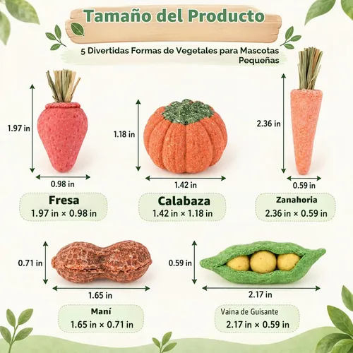Vista 5 de HERCOCCI 15 juguetes masticables de conejillo de indias, juguetes para hámster que evitan el crecimiento excesivo de los dientes, verduras