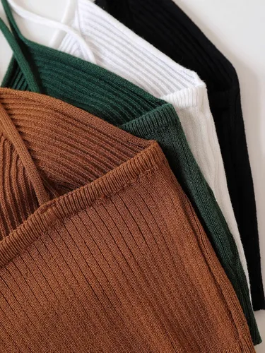 Vista 6 de Floerns Camisola de 4 piezas para mujer, con tirantes delgados, ajustada, ombliguera
