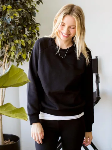 Vista 54 de MixMatchy Sudadera básica suave y cómoda de forro polar con cuello redondo para mujer