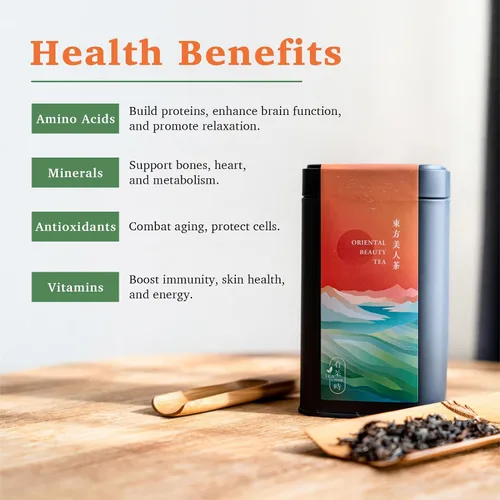 Vista 4 de TEA & TIME Té de belleza oriental, té Oolong de hojas sueltas, té chino premium, origen de Taiwán (2.64 onzas)