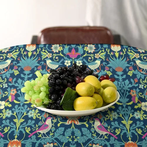 Vista 303 de Mantel Floral Retro de Pájaros, Diseño Original Bohemio William Morris Estampado Cubierta de Mesa para Hogar Picnic Fiesta Comedor Cocina William