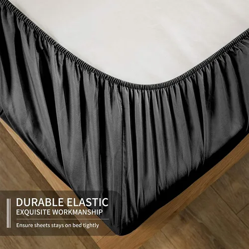 Vista 3 de EaseHome Juego de Sábanas Tamaño Queen - Sábanas de Cama Queen de Microfibra Cepillada de Lujo Extra Suave con Bolsillo Profundo de 18 Pulgadas Negro