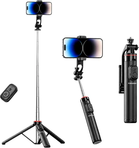 Vista 8 de Beauty Creator - Trípode con luz para iPhone, trípode de teléfono de 53 pulgadas Detachable LED light and Bluetooth remote for makeup tutorials