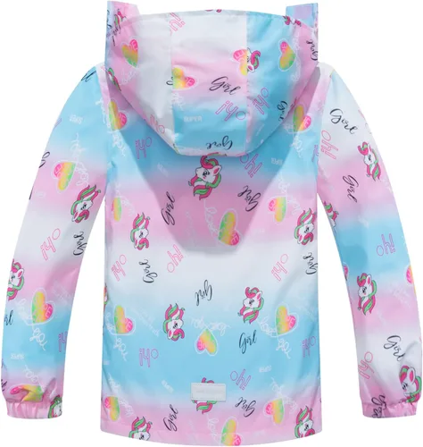 Vista 2 de FAFSGOD Chaqueta de lluvia para niñas, con cremallera, ligera, casual, con forro polar, rompevientos impermeable