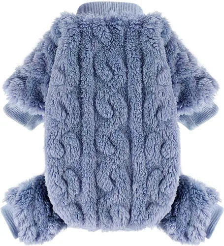 Vista 13 de Pijamas de forro polar para perros pequeños, ropa de cachorro de 4 patas para perro, pijamas para perros pequeños para otoño e invierno, ropa cálida