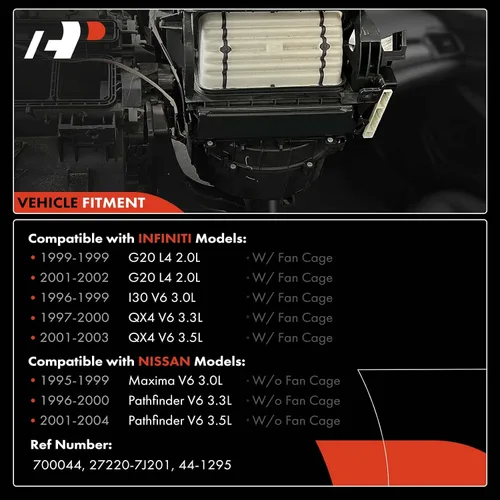 Vista 3 de A-Premium Motor del ventilador del calentador de HVAC delantero con jaula del ventilador Compatible con Nissan Pathfinder 1996-2004, Maxima