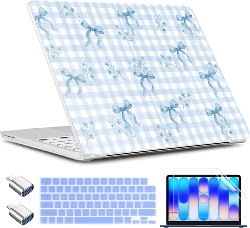 Vista 31 de TWOLSKOO Funda para MacBook Neo de 13 pulgadas 2026 A3404 A18 Pro Chip, funda rígida de plástico con adaptador tipo C, 2 fundas para cámara web