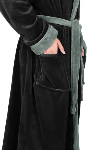 Vista 4 de NY Threads - Bata de baño lujosa en tejido polar con cuello de chal para hombre