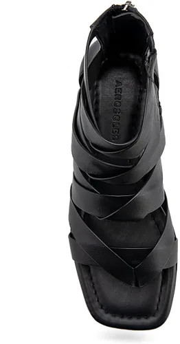 Vista 9 de Aerosoles Sandalias planas Harper para mujer, Cuero negro