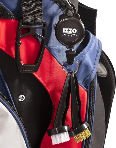 Vista 2 de Izzo Cepillos dobles para palos de golf, incluye un cepillo para palos de golf y cepillo para limpiar ranuras de palos de golf, con bolsa de golf