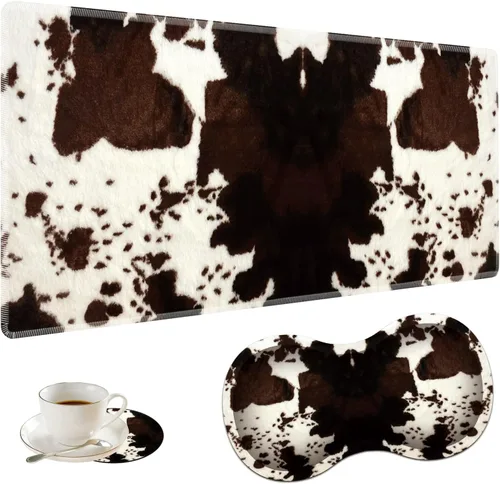Vista 30 de Alfombrilla de mouse grande para juegos + reposamuñecas + posavasos combinados, 31.5 x 11.8 pulgadas, tapete de extensión antideslizante duradero
