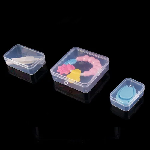 Vista 2 de 18 unidades (3 tamaños), caja rectangular de plástico transparente con tapa para artículos, píldoras, hierbas, productos para bebés, cuentas, joyas