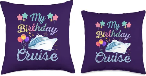 Vista 3 de family Sweet happy birthday anniversary cruise its her Birthday - Almohada para mujer, diseño de crucero, 16 x 16 pulgadas, multicolor