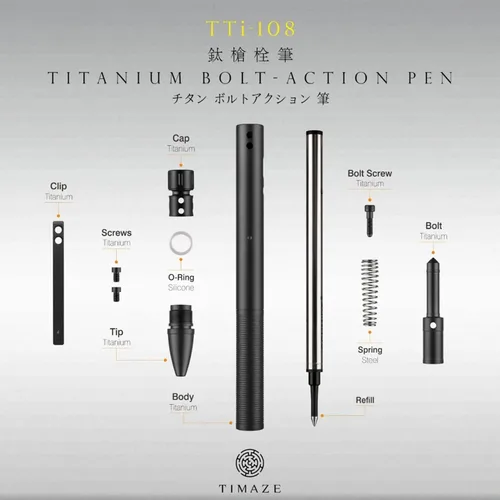 Vista 4 de WANERSEN Rotulador de titanio con punta de perno y vidrio de tungsteno, 5.5 pulgadas, negro-dorado