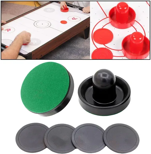 Vista 5 de Air Hockey Pushers and Air Hockey Pucks, Air Hockey Table Game Replacement Accessories, 2 Black Pushers