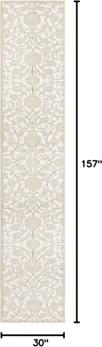 Vista 2 de Unique Loom Colección Rushmore Alfombra de Área - Taft (2' 6" x 13' 1" Corredor, Blanco Nieve/Beige)