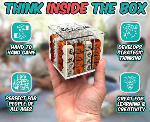 Vista 3 de Qubic4, un juego único de 4 en fila, juego de mesa de estrategia 3D para el pensamiento crítico. El juego de cuadrícula clásico en un elegante cubo