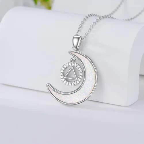 Vista 4 de KQF DragonflyHummingbirdHedgehogOwlSobrietyAngel Wings Necklace Sterling Silver Moon Necklace Dragonfly Gifts For Dragonfly Lovers Gifts Wife Mom