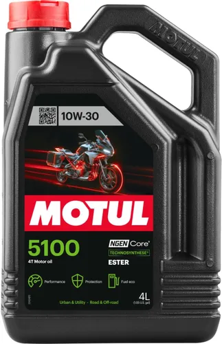 Vista 3 de Motul Aceite para motocicleta 5100 4T 10W-30 Technosynthese Ester semisintético - API SP JASO MA2 Wet Clutch Safe - 4 tiempos Street Dirt Bike ATV