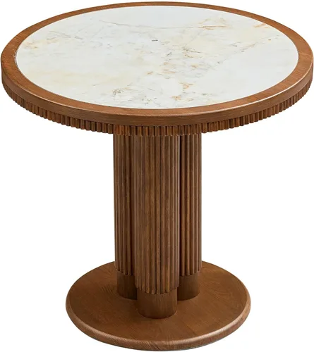 Vista 9 de WILLIAMSPACE Mesa de comedor redonda de madera de 33 pulgadas con mesa de piedra sinterizada A-33" Mesa Redonda Con Mesa Sinterizada