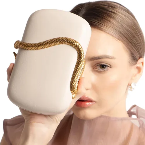Vista 2 de Bolso de mano de piel sintética desmontable con cadena cruzada, bolso de noche, bolso de mano para mujer, formal, boda, fiesta, baile de graduación