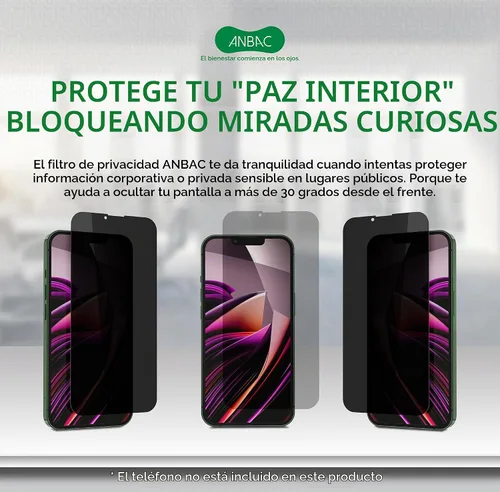 Vista 2 de Protector de pantalla de privacidad para iPhone 13 Mini, bloqueo de luz azul, vidrio templado de privacidad de 5.4 pulgadas con kit de herramientas