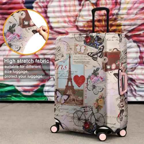 Vista 4 de Xidingyue France Paris Tower - Funda protectora para equipaje, diseño de torre Eiffef, funda elástica para maleta de 18242832 pulgadas, Funda