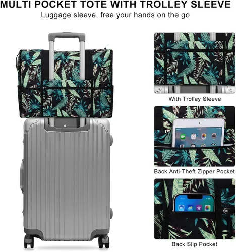 Vista 5 de HAWEE Bolsa de mano utilitaria con compartimento para portátil, funda de equipaje con cremallera, multibolsillo, bolso de hombro