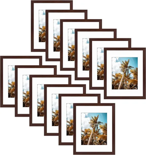 Vista 92 de Frametory, Marco de fotos de 11 x 14 pulgadas con paspartú para fotos de 8 x 10 pulgadas, moldeado ancho de vidrio de alta definición, accesorios