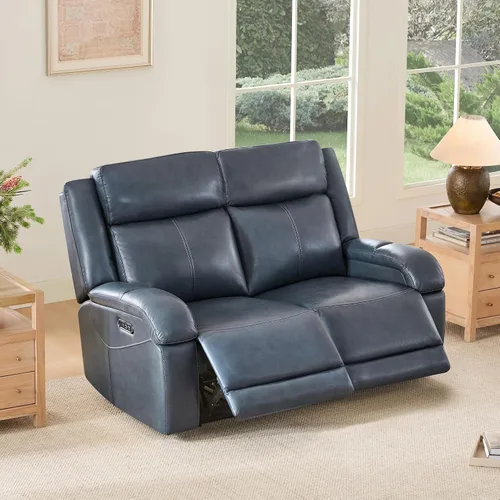 Vista 38 de Watson & Whitely Sofá reclinable eléctrico de piel auténtica, sofás reclinables de pared de 3 plazas con consola de almacenamiento, reposacabezas