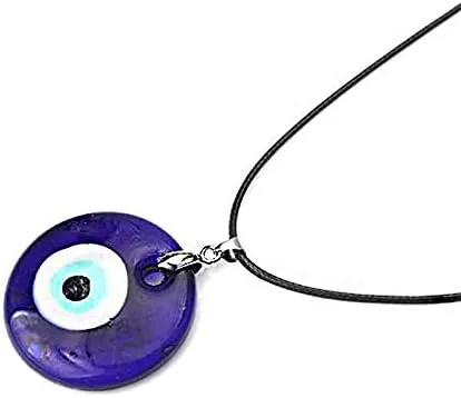 Vista 7 de Flzaitian Collar de ojo malvado, cuerda de cuero de cristal azul para mujer, collar de protección de la suerte