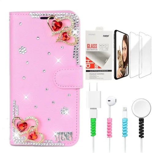 Vista 7 de Bling SSBLDwSPCPSeries-20 - Funda de piel con tapa y protector de pantalla y cable