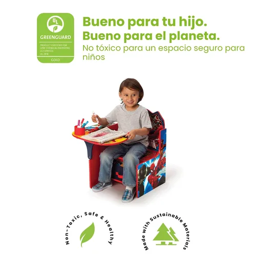 Vista 7 de Delta Children Cama de plástico para niños pequeños, Marvel Spider-Man y escritorio con silla con contenedor de almacenamiento, certificado