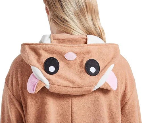 Vista 7 de Pijama mameluco para adultos, disfraz unisex de animales de Halloween, ropa de dormir para hombres y mujeres, traje de cosplay cómodo y divertido