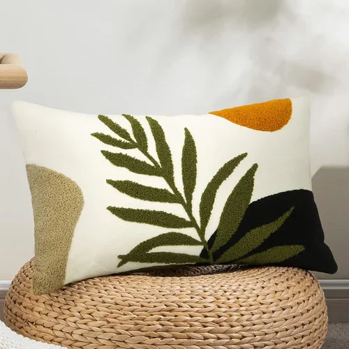 Vista 14 de Merrycolor Fundas de almohada decorativas bohemias para cama, modernas de mediados de siglo, fundas de almohada verde hoja, funda de almohada