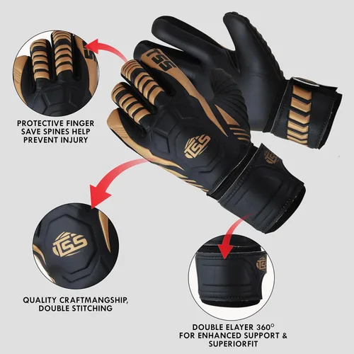 Vista 3 de Guantes de portero de fútbol para adultos y jóvenes, guantes de fútbol de alto rendimiento con protección Pro-Teck para la columna vertebral