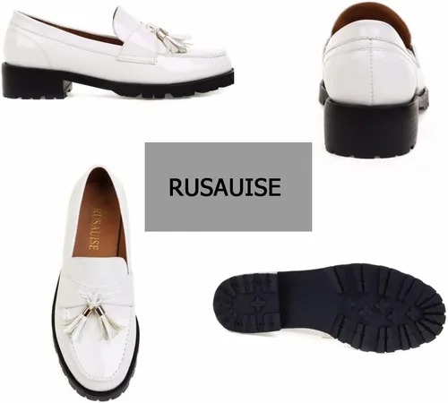 Vista 5 de Mocasines gruesos de charol con borla para mujer, estilo casual, sin cordones, con plataforma