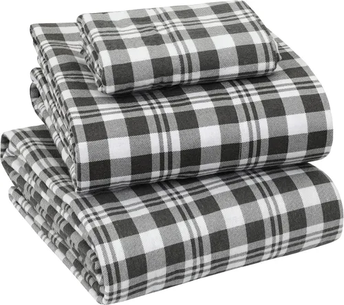 Vista 33 de Sleepdown Juego de sábanas de franela de algodón 100 % de 160 GSM - Gris escarcha, individual