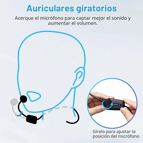 Vista 5 de TONOR Amplificador de voz recargable de 6000 mAh de 50 W, sistema PA personal Bluetooth con micrófono y cintura de auriculares inalámbricos, altavoz