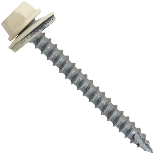 Vista 248 de TORNILLOS PARA TECHOS DE METAL #14: (250) Tornillos x 1" ABC GRIS Tornillo para techo de chapa metálica con cabeza hexagonal y arandela.