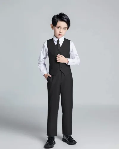 Vista 5 de YuanLu Trajes para niños 5 piezas Slim Fit Royal Blue Boy Suit