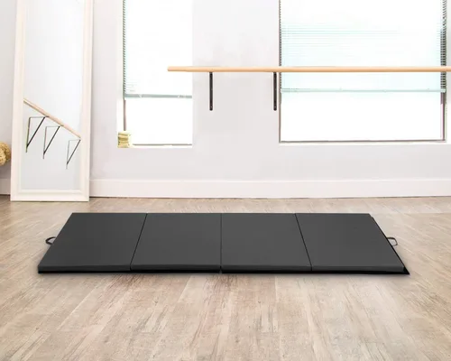Vista 6 de Colchonetas para gimnasia para el hogar, 4 x 10 x 2 pulgadas, almohadilla de ejercicio de gimnasio con asas de transporte, alfombrilla de ejercicio