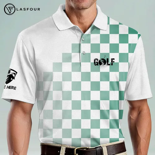 Vista 4 de LASFOUR Polo de golf divertido personalizado para hombre, con bandera americana, polo de golf orgulloso, patriótico 3D para hombre