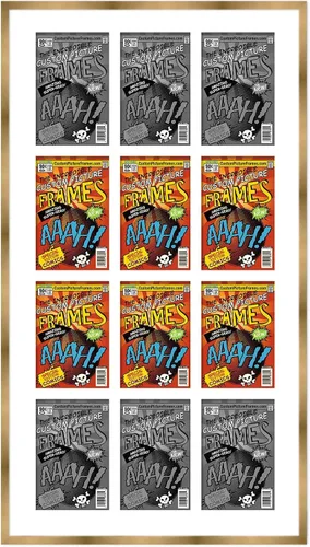 Vista 64 de Marco de cómic negro con alfombrilla negra para cómics de la Edad Dorada