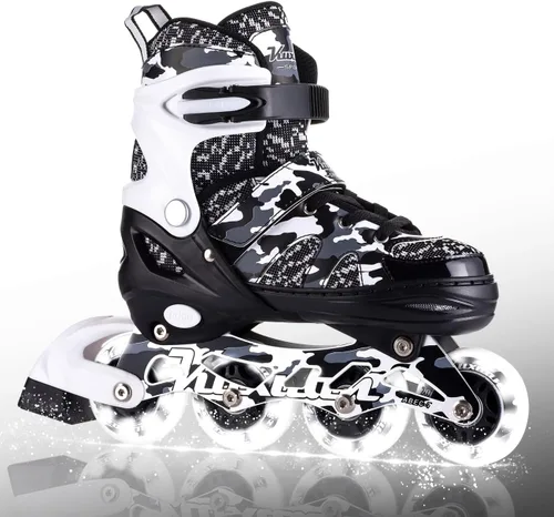 Vista 13 de Kuxuan Patines en línea ajustables para niños con ruedas iluminadas, divertidos patines iluminadores para niños, niñas y jóvenes