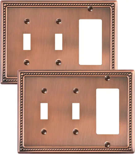 Vista 99 de Paquete de 2 cubiertas de placa de interruptor de luz de doble palanca, cubiertas decorativas de placa de doble interruptor Pearls, placa de pared