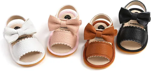 Vista 3 de COSANKIM Sandalias para bebé niña con suela de goma para verano para exteriores primer andador cuna zapatos de vestir para bebé