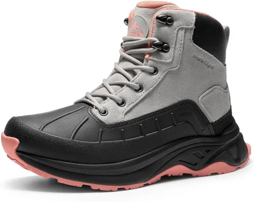 Vista 11 de NORTIV 8 Botas de senderismo impermeables para mujer, para exteriores, senderismo, camping, senderismo en senderos Negro