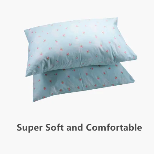 Vista 4 de Funda de almohada azul de 2 piezas para cabello y piel, 100% algodón, tamaño estándar, con cierre de sobre, 20 x 30 pulgadas